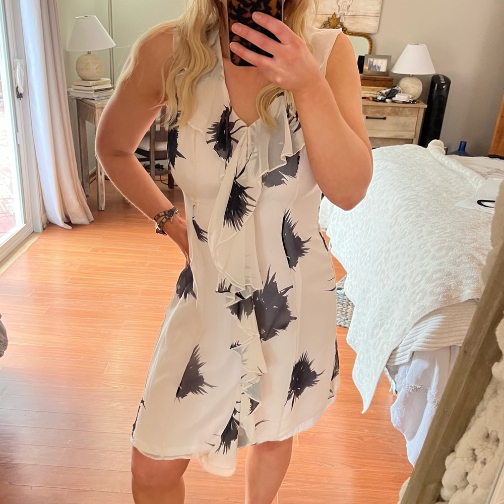 etcetera black and white 100% silk dress